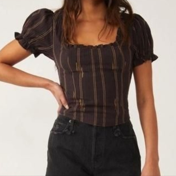 Free People Tops - NWT Free People Seratonin Cotton Corset Top in Espresso Bean